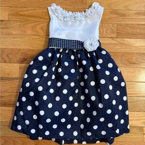 Navy and White Polka Dot Dress